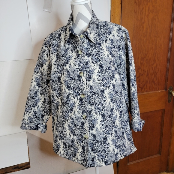 Lemon Grass Womens Tapestry Jacket Dark navy/white Size Large - Picture 2 of 10